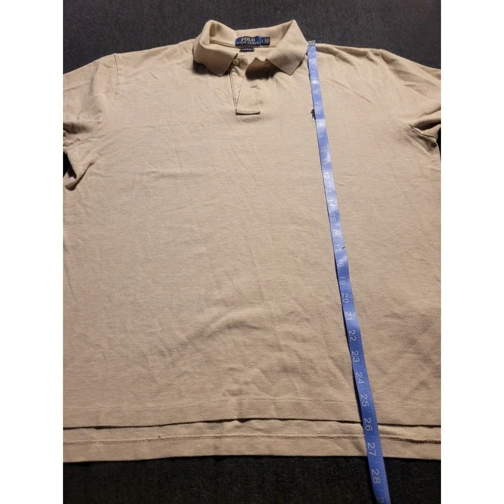 Polo Ralph Lauren Shirt Mens Size Large Beige Brown Pony Short Sleeve 100%Cotton